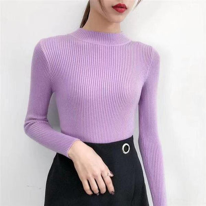 Pull côtelé col montant – Élégance minimaliste