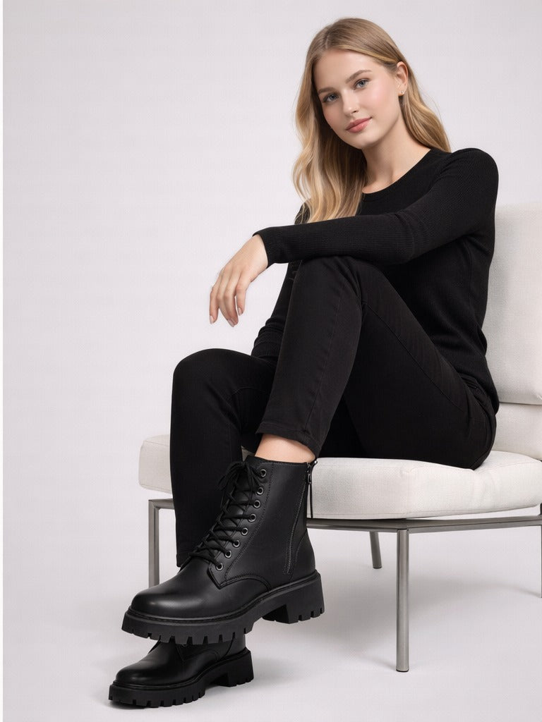 Bottes Chunky à Lacets